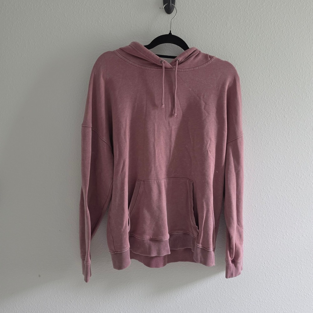AERO Women Mauve Pink Relaxed Pullover Hoodie Sweatshirt Large